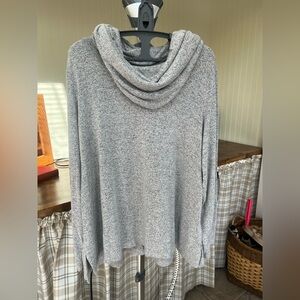Cupio Women's Heathered Gray Cowl Neck Sweater